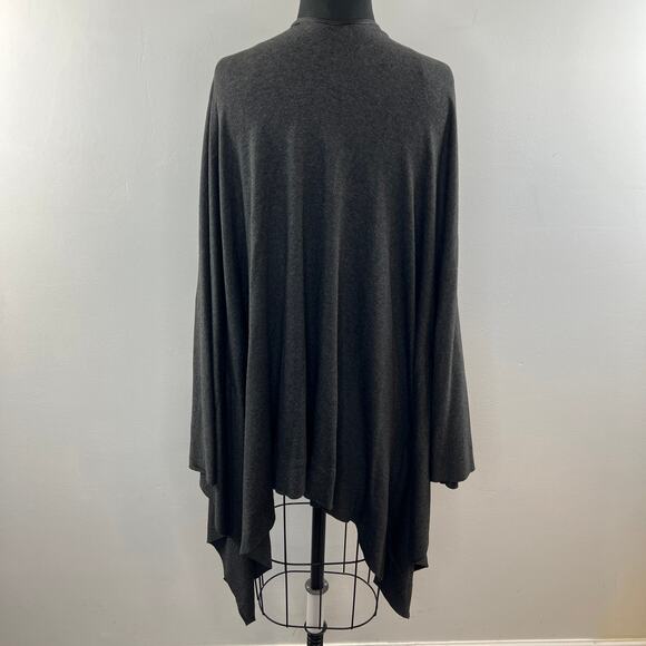 Cut 25 Open Front Cardigan Sweater Gray Leather Accents Long Sleeve Size 4 - Picture 6 of 9